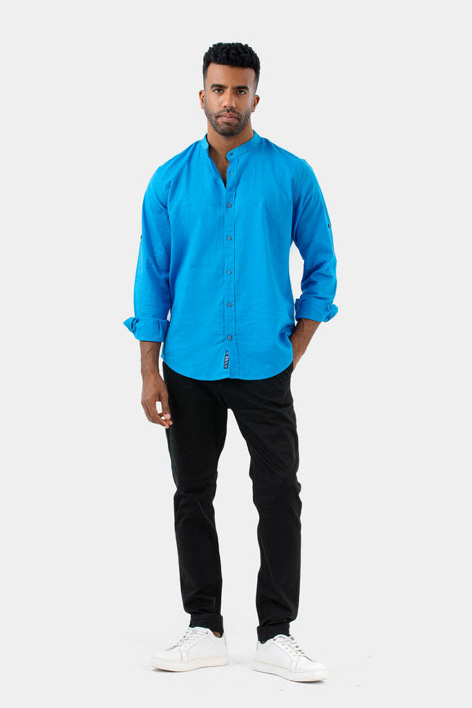 Blue linen Slim Fit Shirt