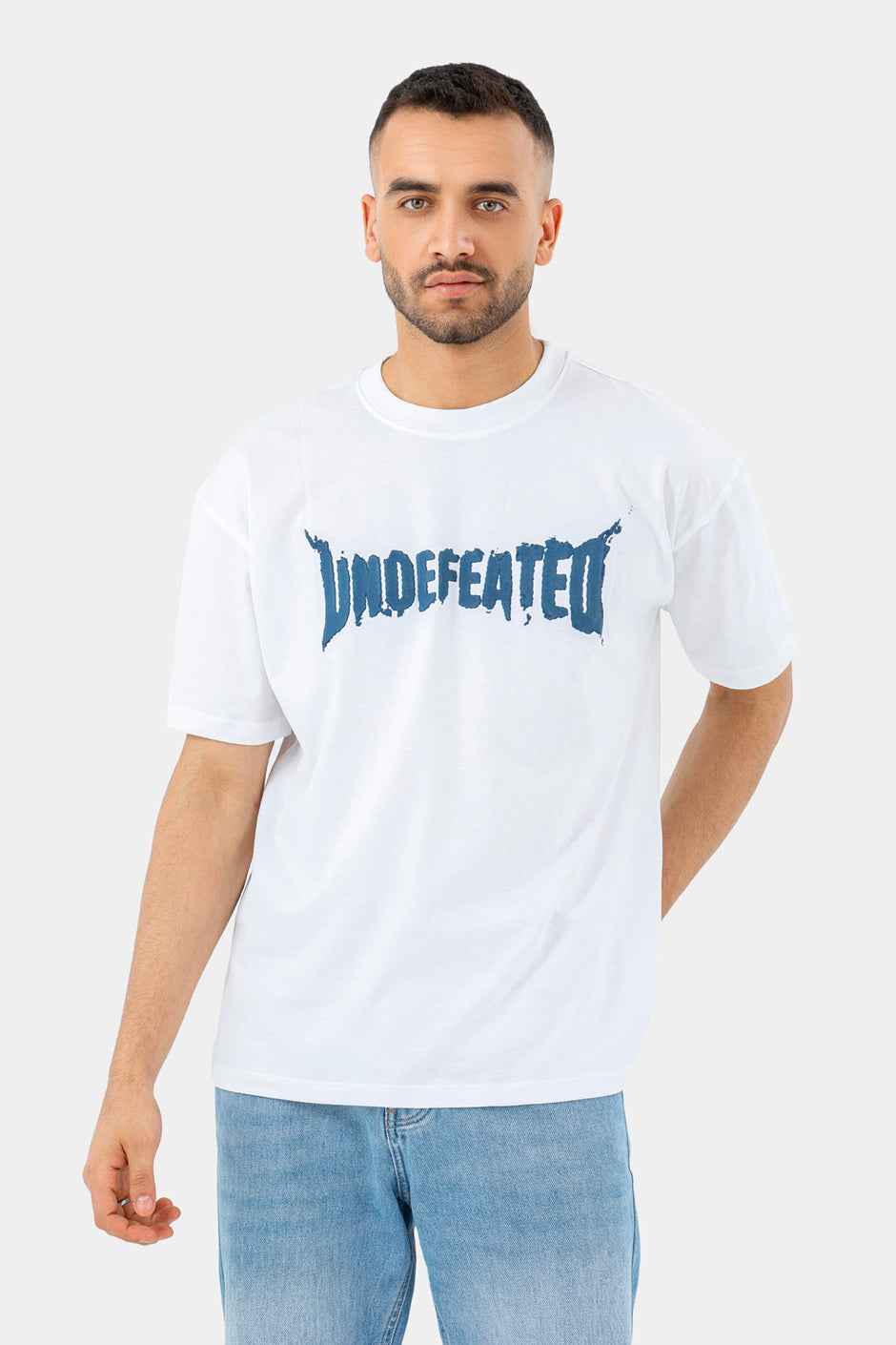 white printed crew neck t-shirt