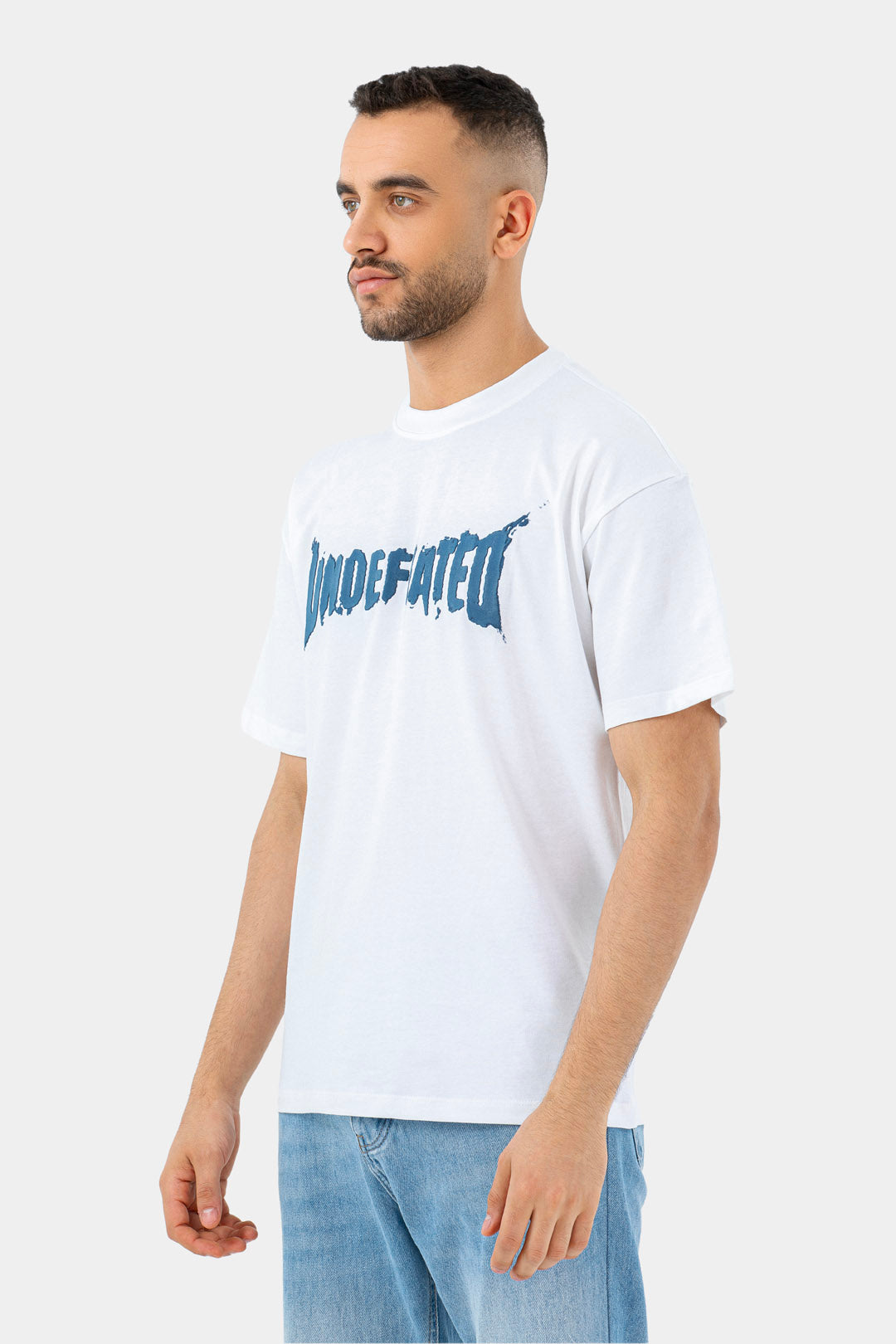 white printed crew neck t-shirt