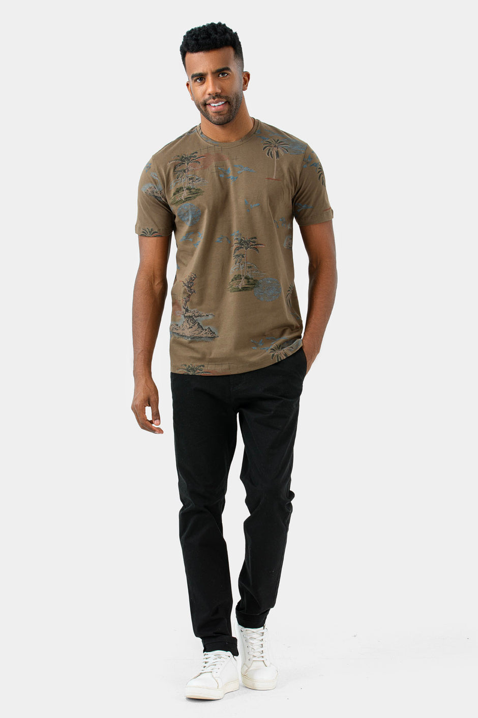 Oily Printed Crew Neck T-Shirt 