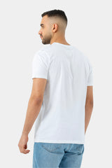 white  printed crew neck t-shirt
