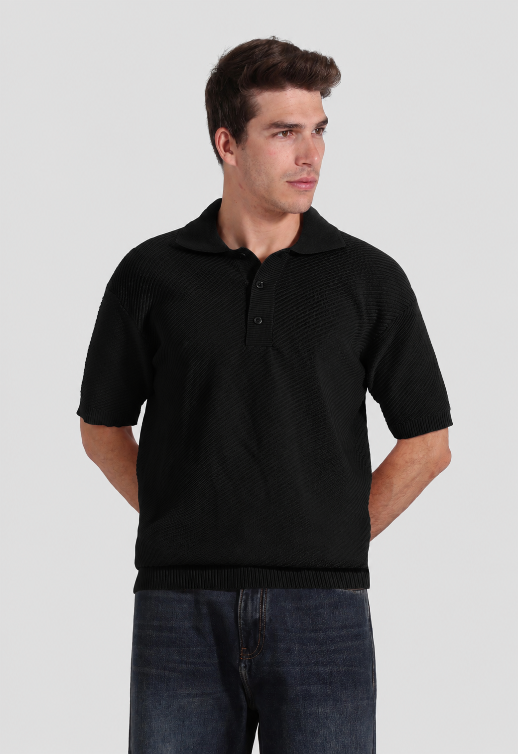 Over Size Knitted Polo Shirt