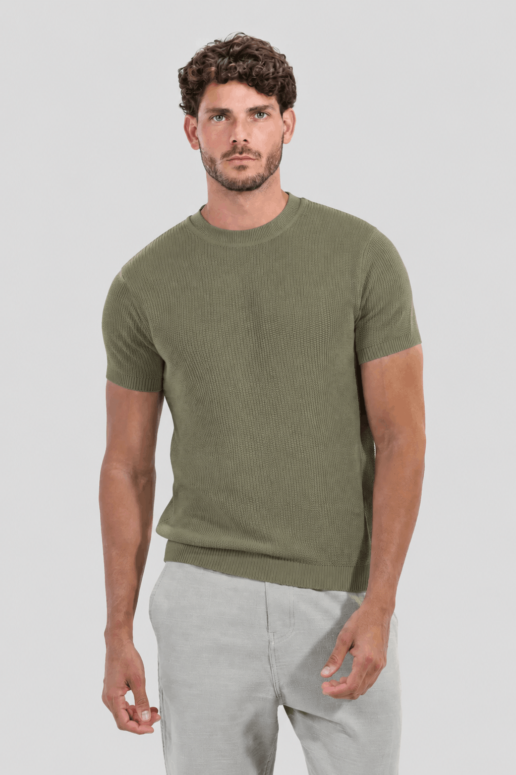 Knitted Crew Neck T-Shirt