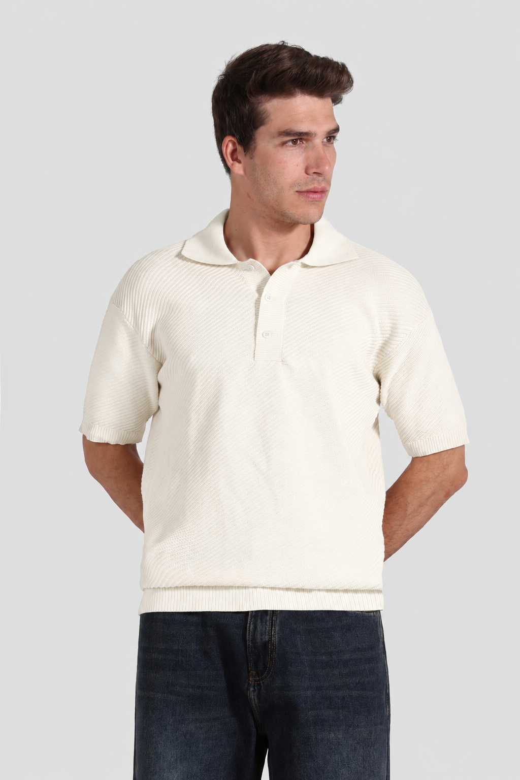 Over Size Knitted Polo Shirt