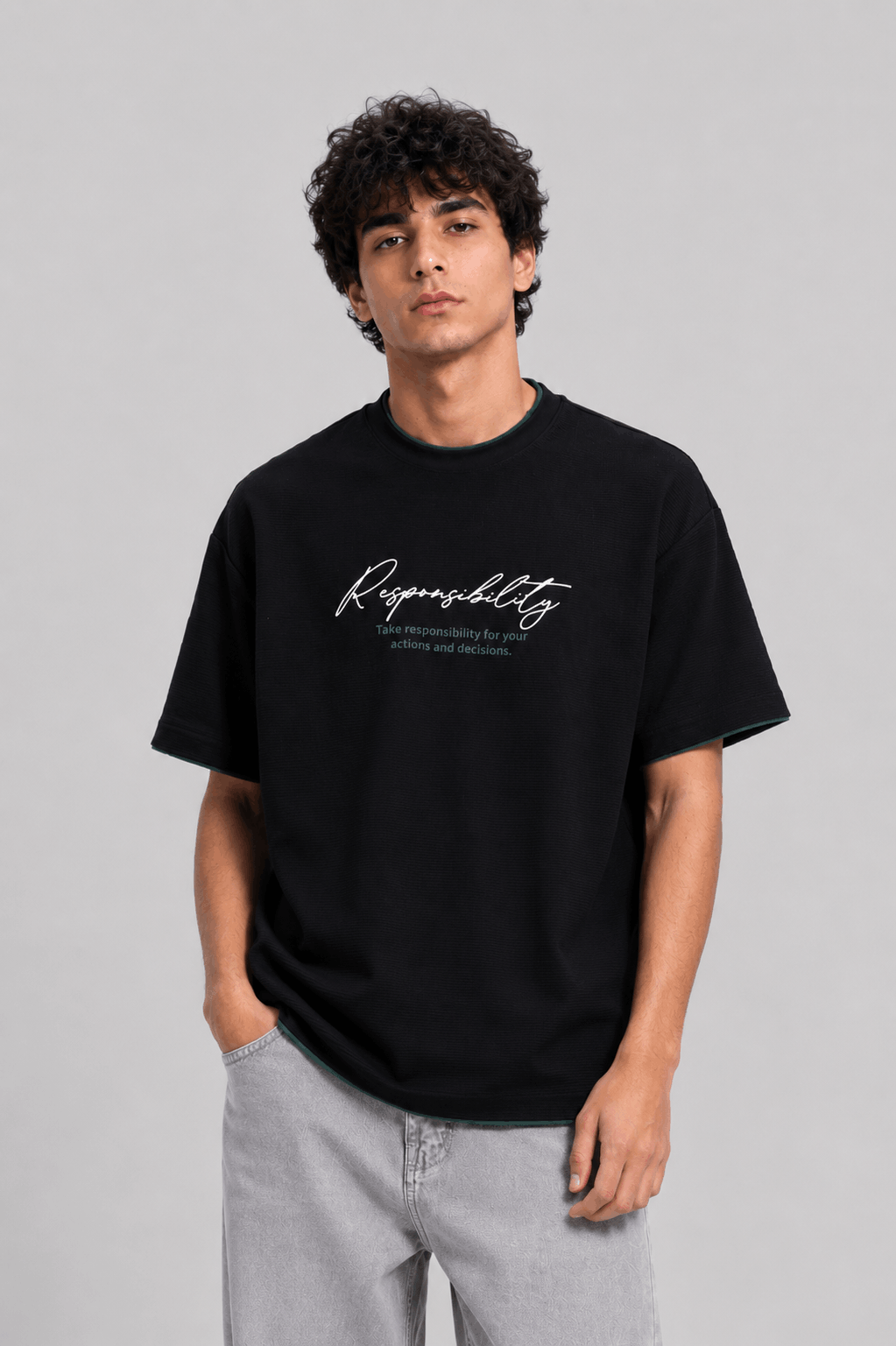 Crew Neck Over Size Printed T-shirt