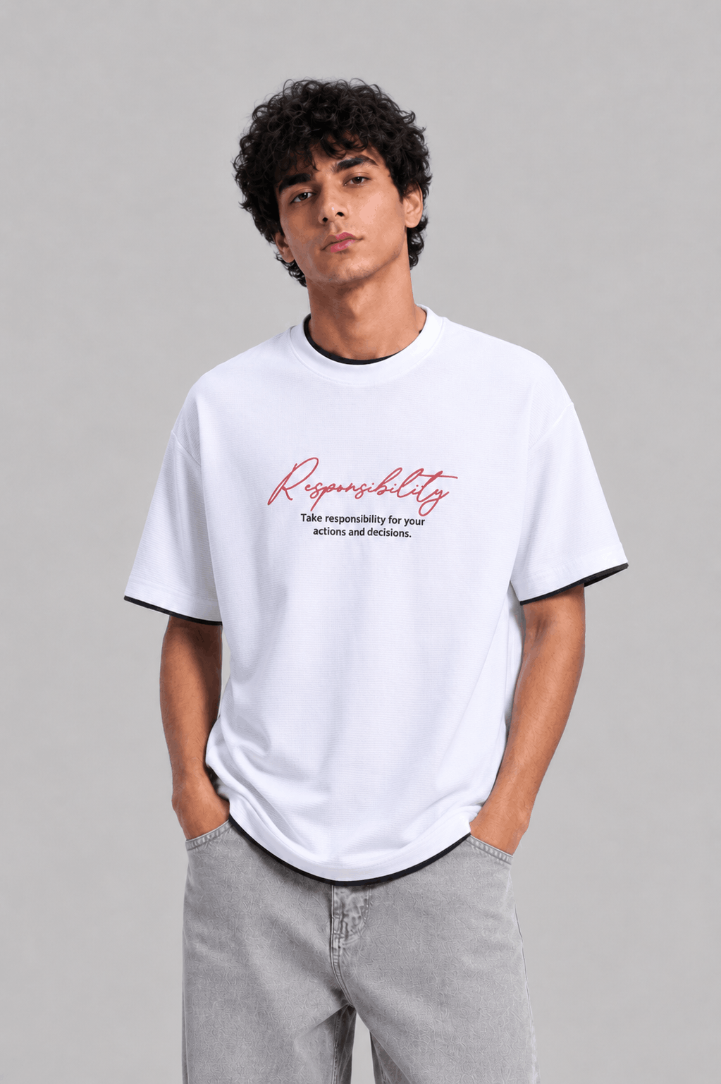 Crew Neck Over Size Printed T-shirt