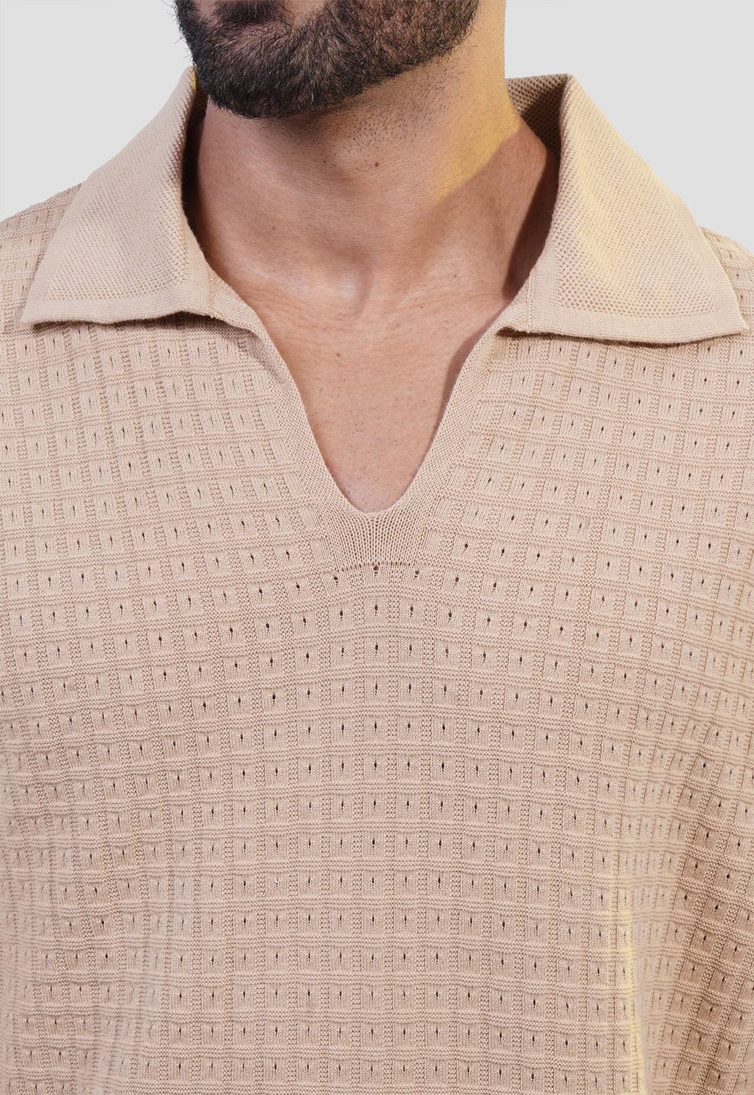 Knitted Over Size Polo Shirt