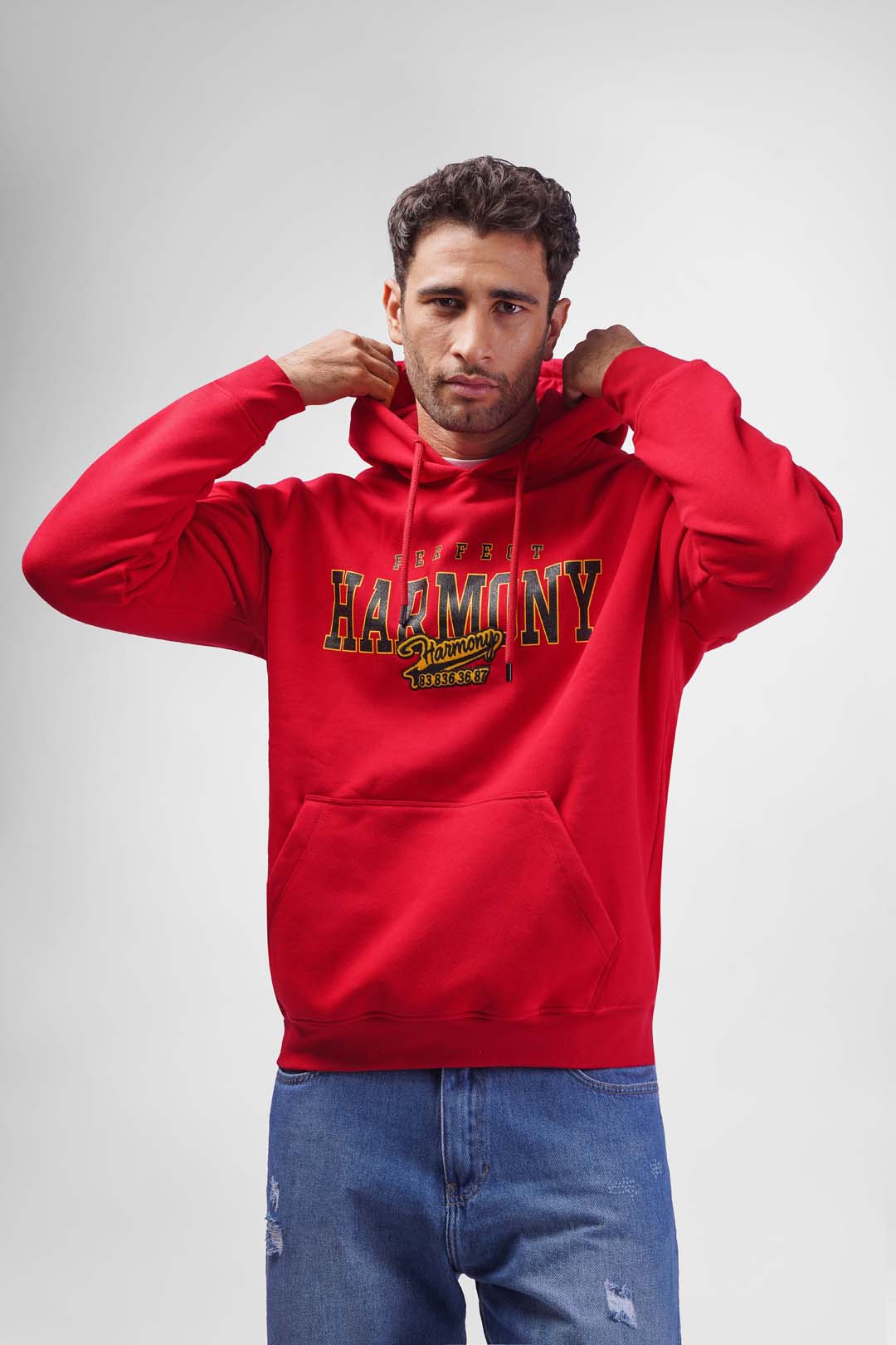 red over size printed hoodie sweatshirt