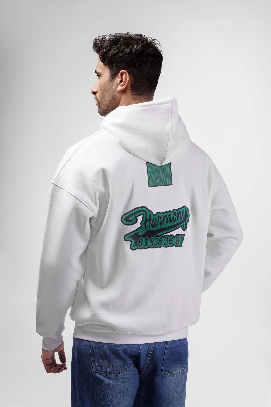 white over size printed hoodie sweatshirt