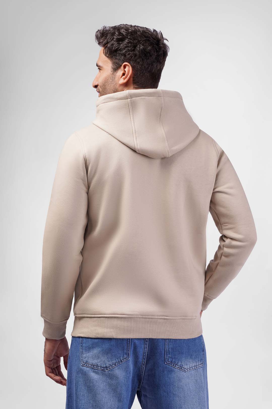 beige Basic Hoodie Sweatshirt