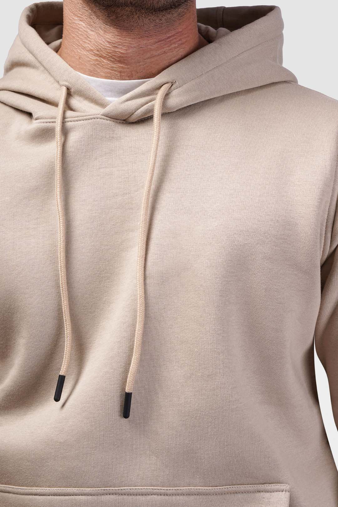 beige Basic Hoodie Sweatshirt