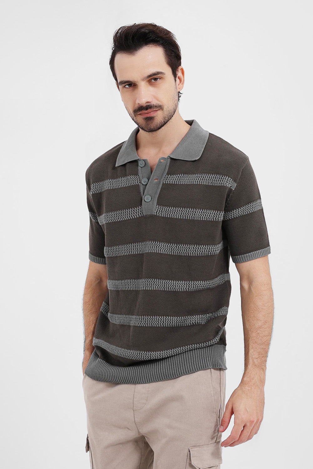 Knitted Polo Over Size Shirt
