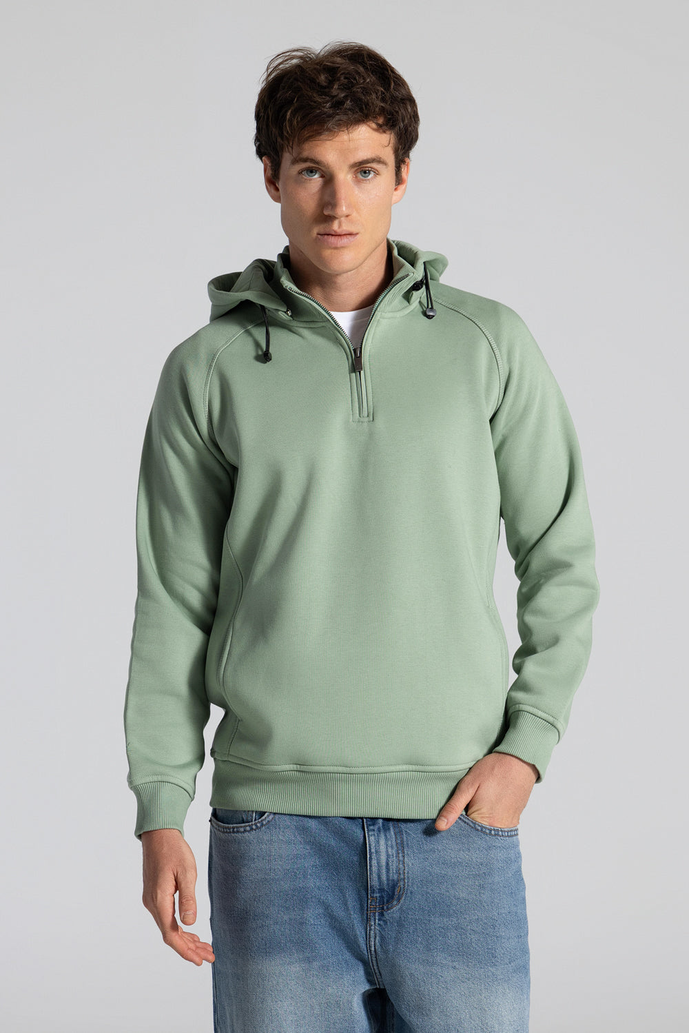 Basic Haif Zipper Hoodie Sweatshirt
