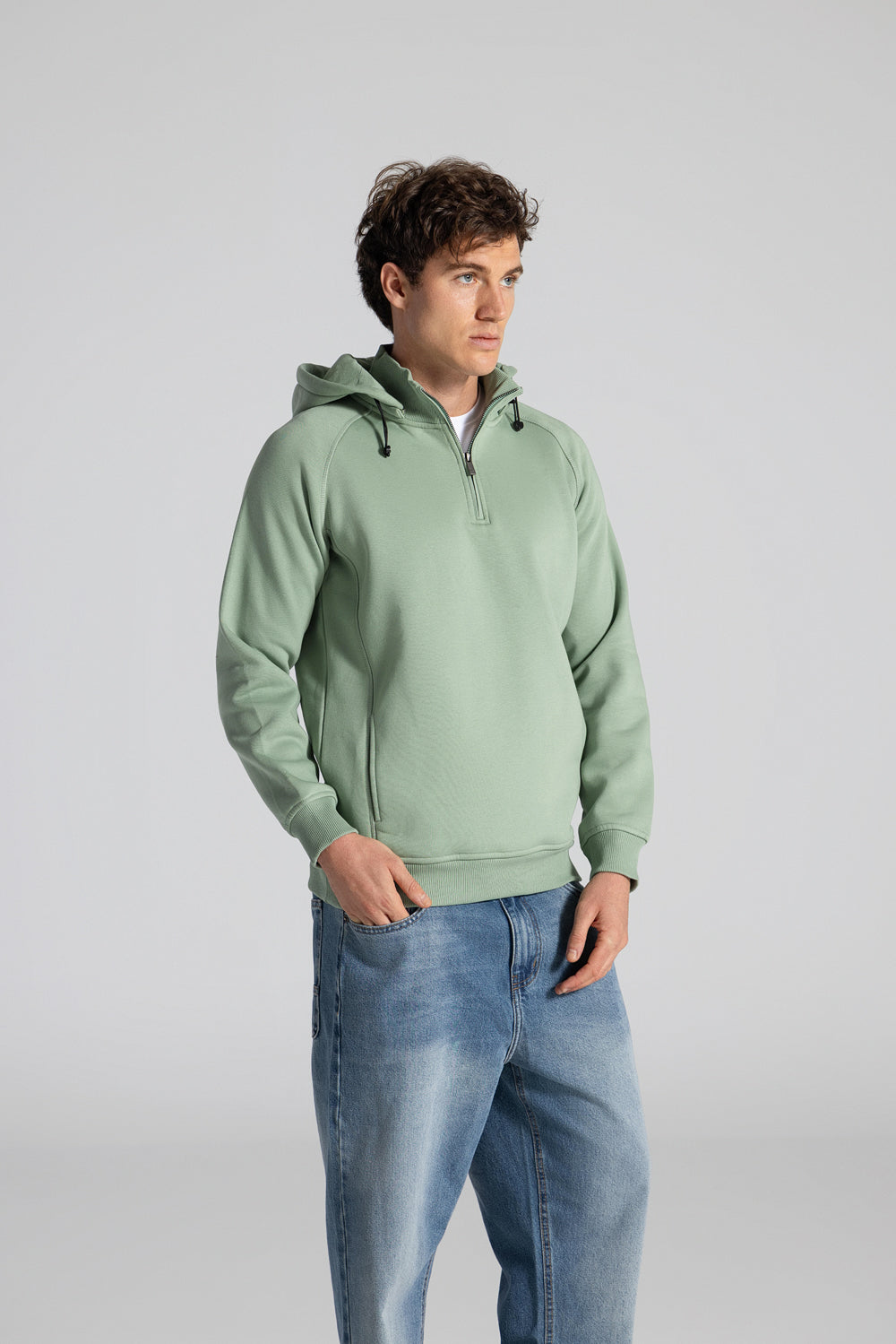 Basic Haif Zipper Hoodie Sweatshirt