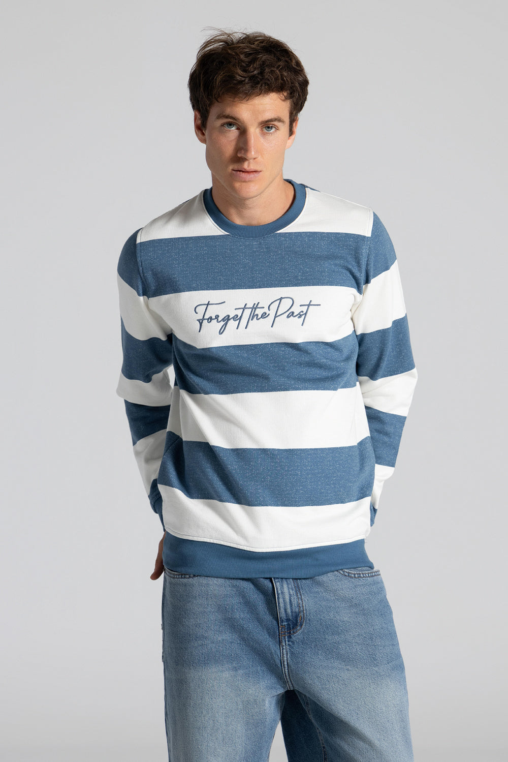 Crew Neck Striped Sweatshirt