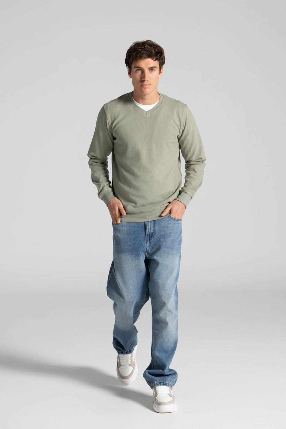 Basic V Neck Sweatshirt