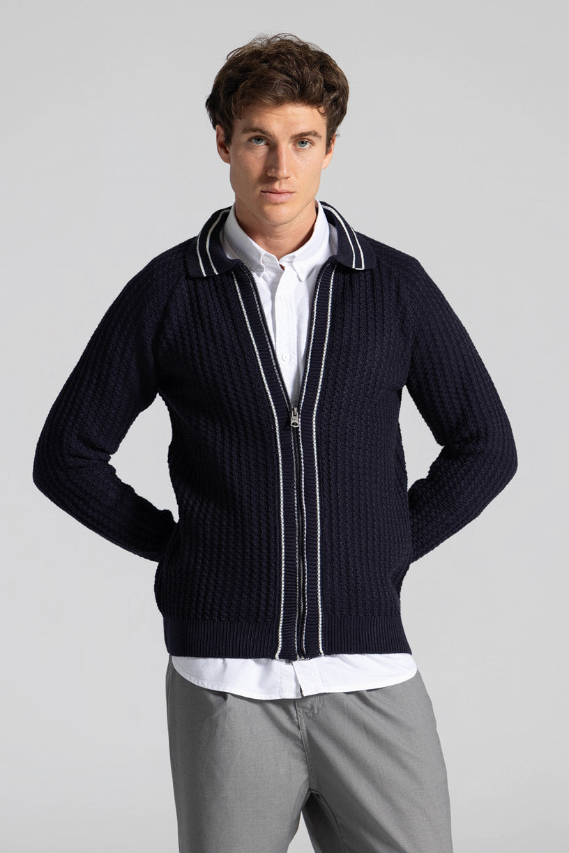 Full Zipper Knitted Pullover