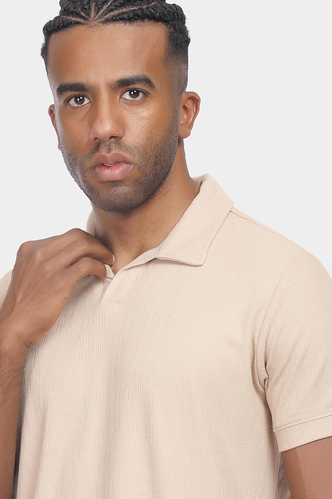 Beige Basic Polo Shirt