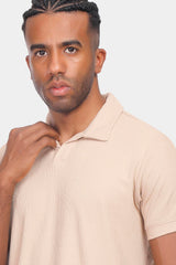 Beige Basic Polo Shirt