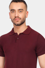 Burgundy Knitted Polo Shirt