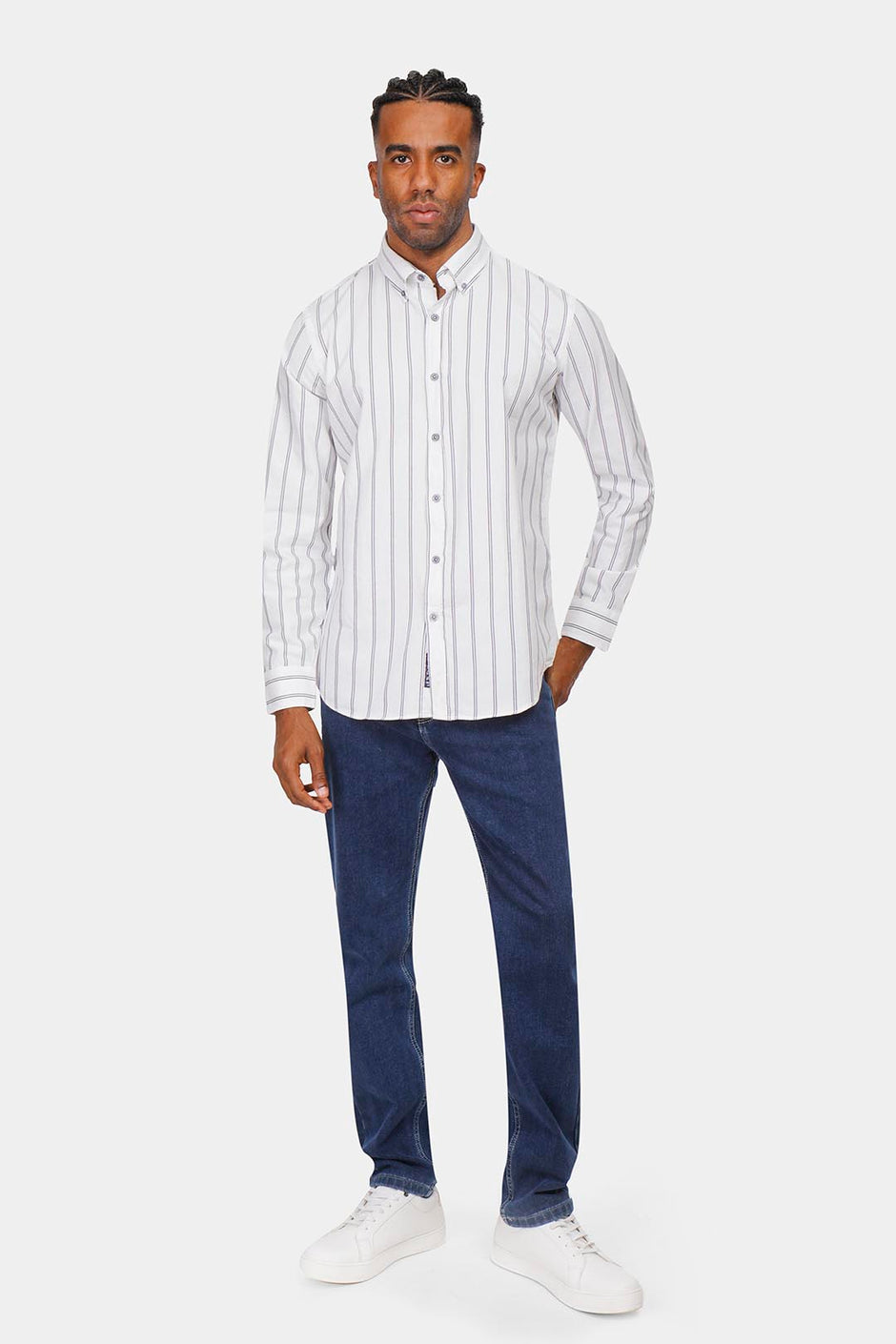 white striped slim fit shirt