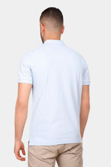 Sky Blue Mandarin Collar Polo Shirt
