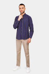 Navy Striped Slim Fit Shirt