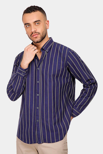 navy striped slim fit shirt