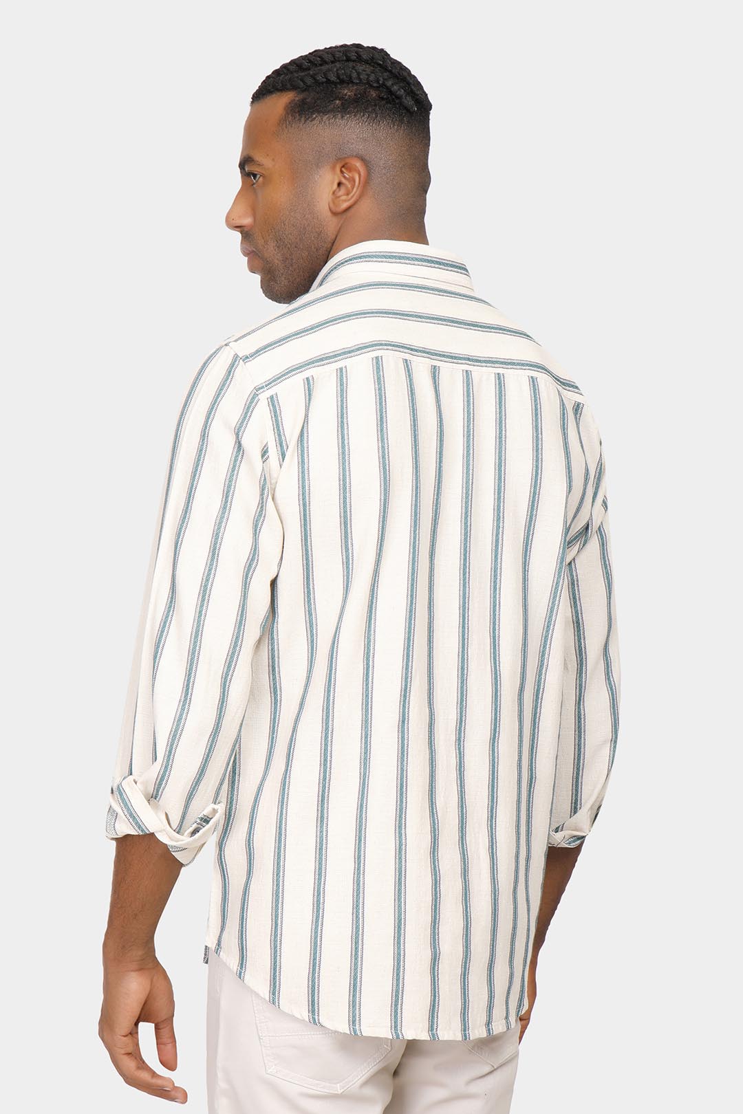 Beige Striped Slim Fit Shirt