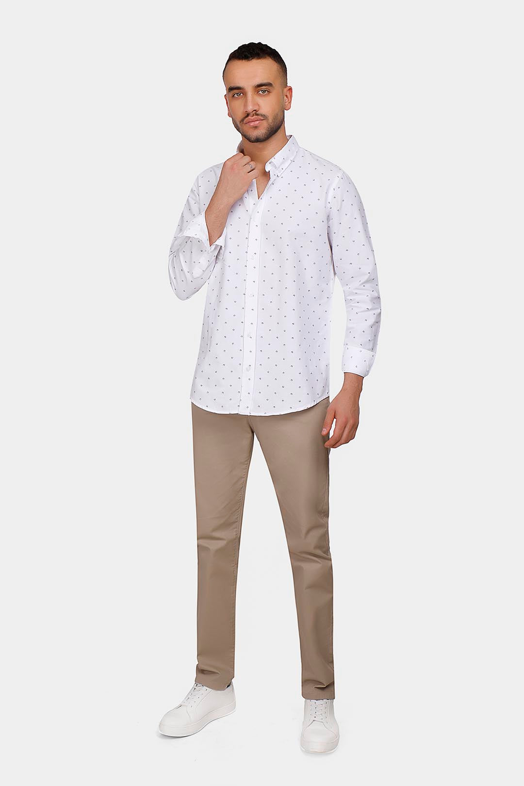 White Patterned Slim Fit Shirt