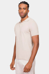 Beige Knitted Polo Shirt