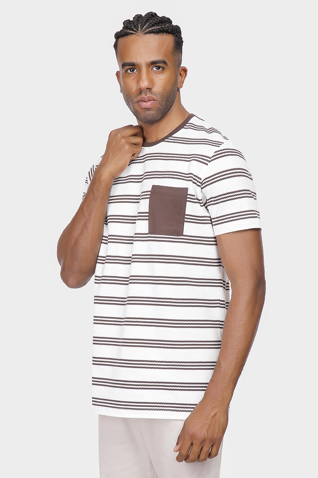 off-white striped crew neck t-shirt