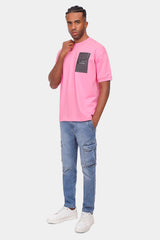 pink printed crew neck over size t-shirt