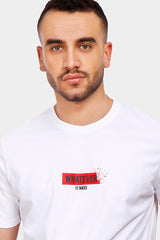 white printed crew neck t-shirt