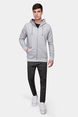 Light Grey Zipper Hoodie Sweatshirt