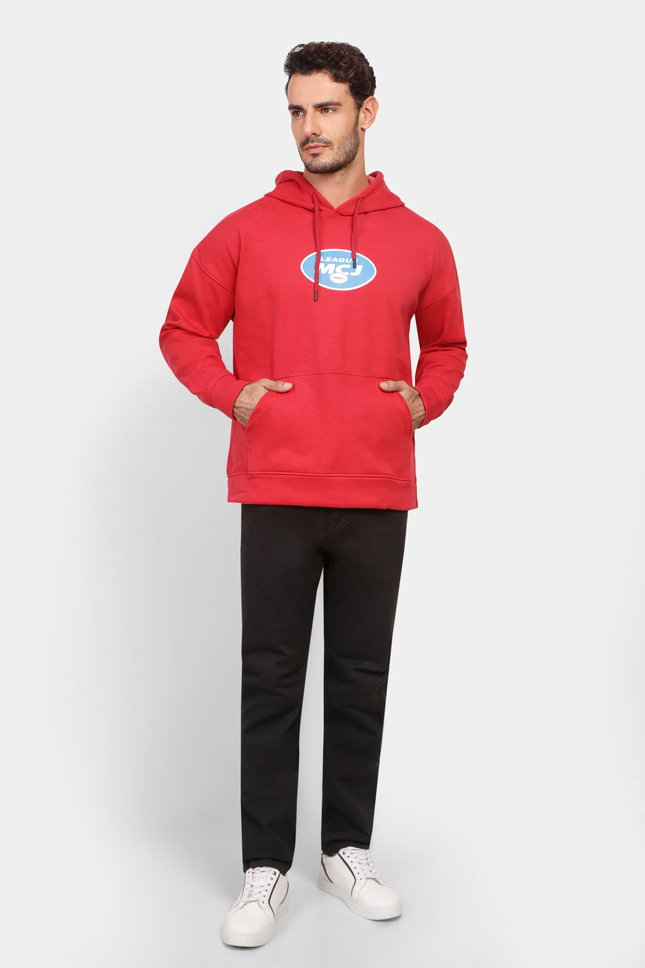 Red Printed Over Size Hoodie Sweatshirt