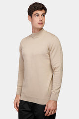 Beige Half Collar Pullover