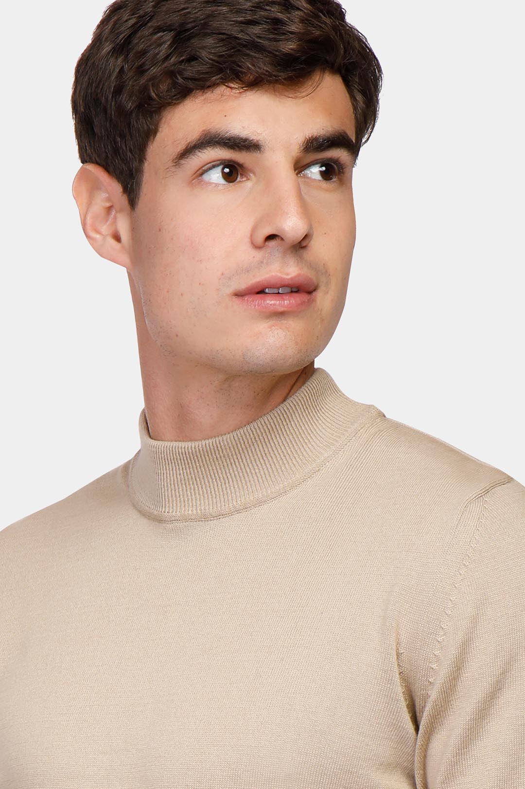 Beige Half Collar Pullover