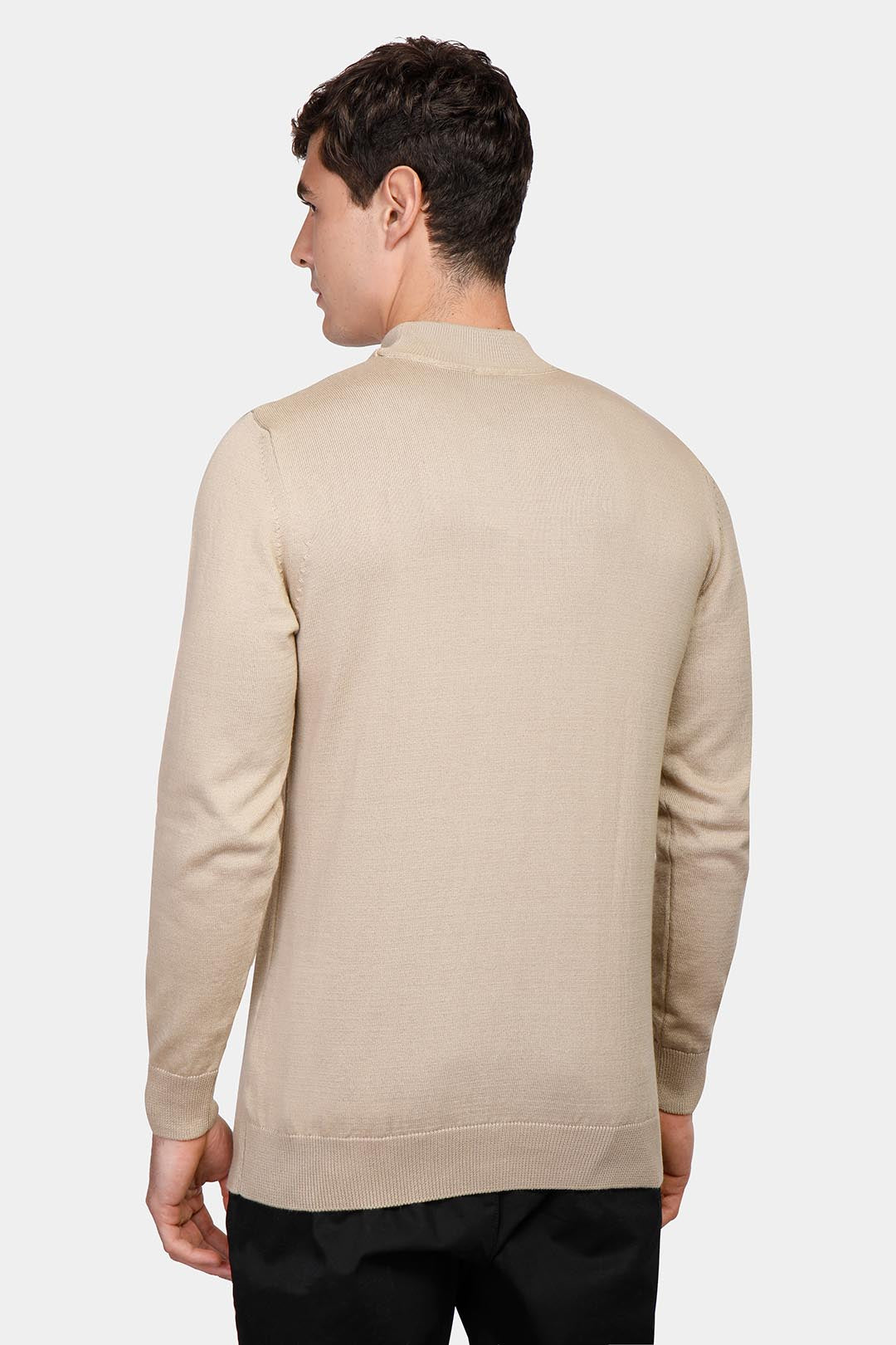 Beige Half Collar Pullover