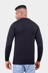 Black Long Sleeve Polo Knitted Pullover