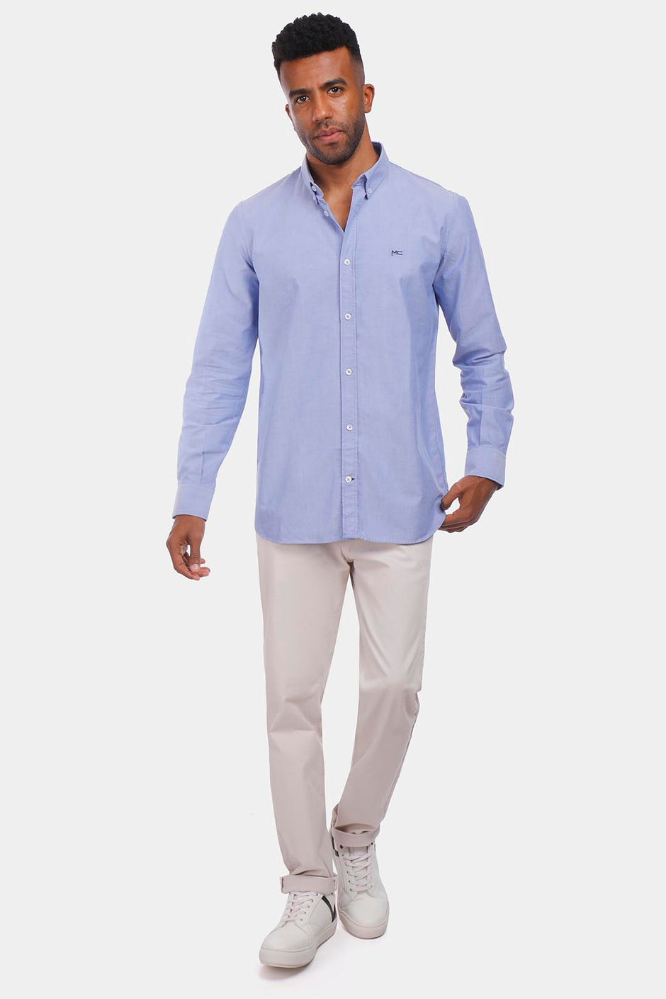 sky blue soft oxford slim fit shirt