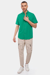 green short sleeve slim fit shirt