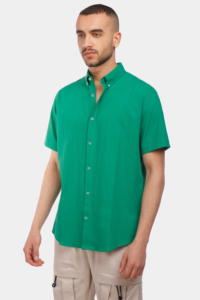 green short sleeve slim fit shirt