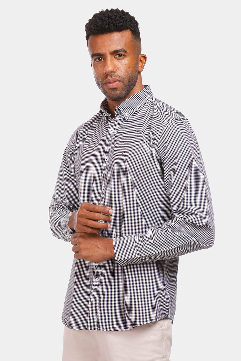 black checked slim fit shirt