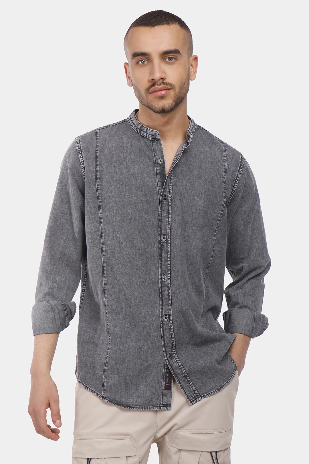 Grey Slim Fit Jean Shirt