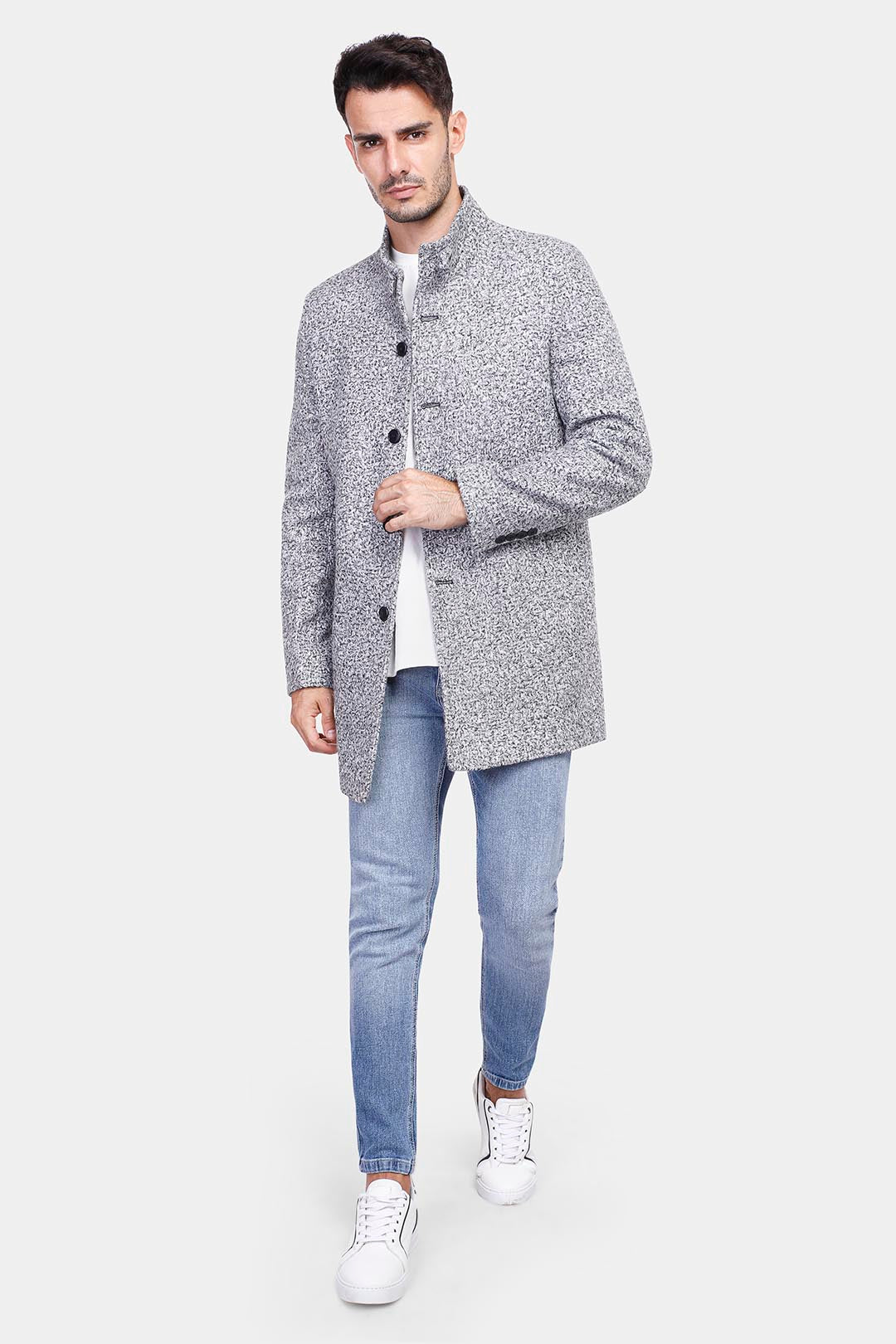 Grey Slim Fit Coat
