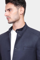 Navy Slim Fit Short Coat