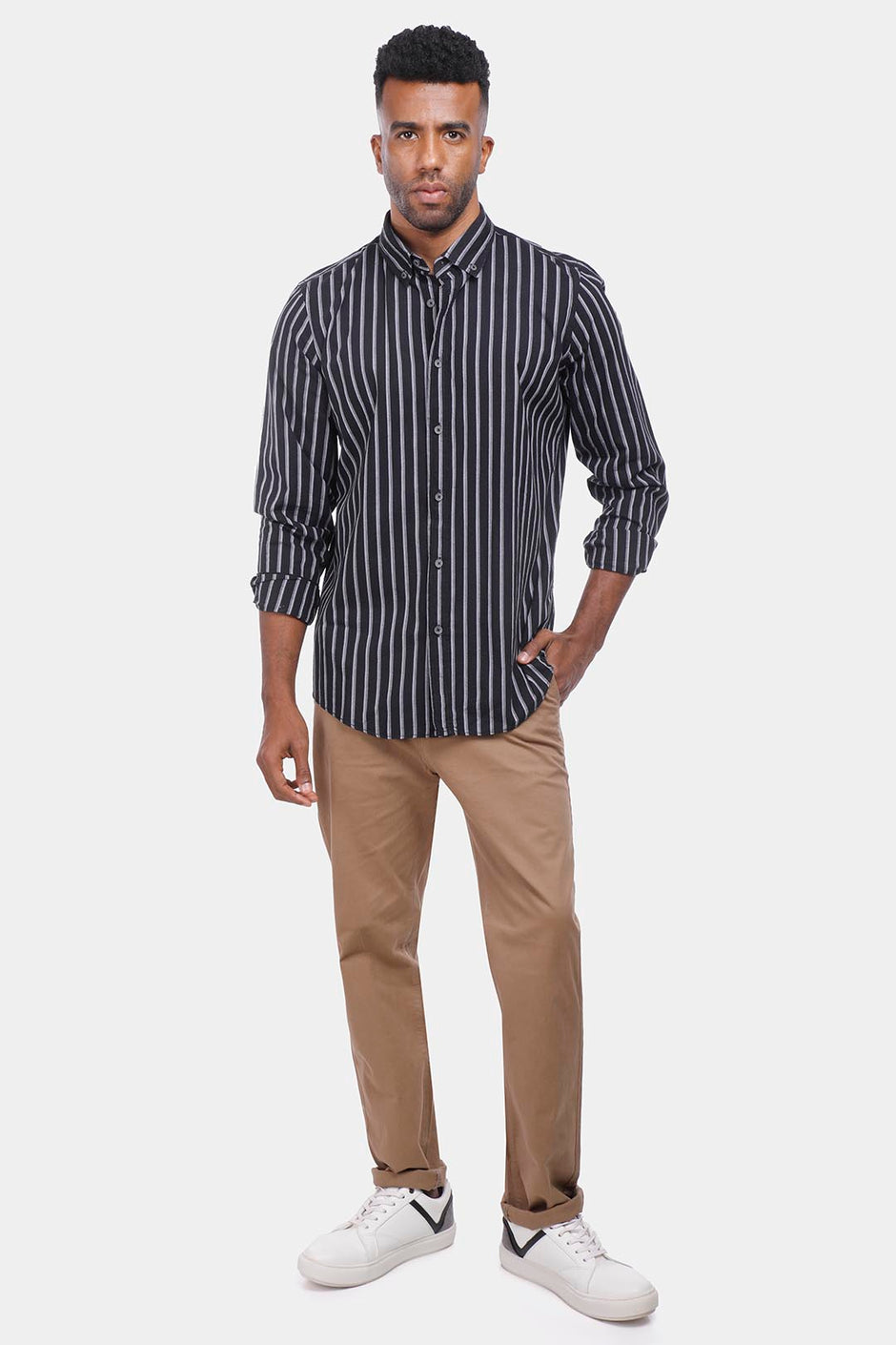 black striped slim fit shirt