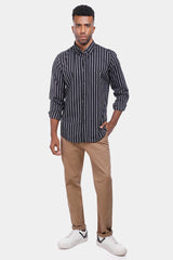 Black Striped Slim Fit Shirt