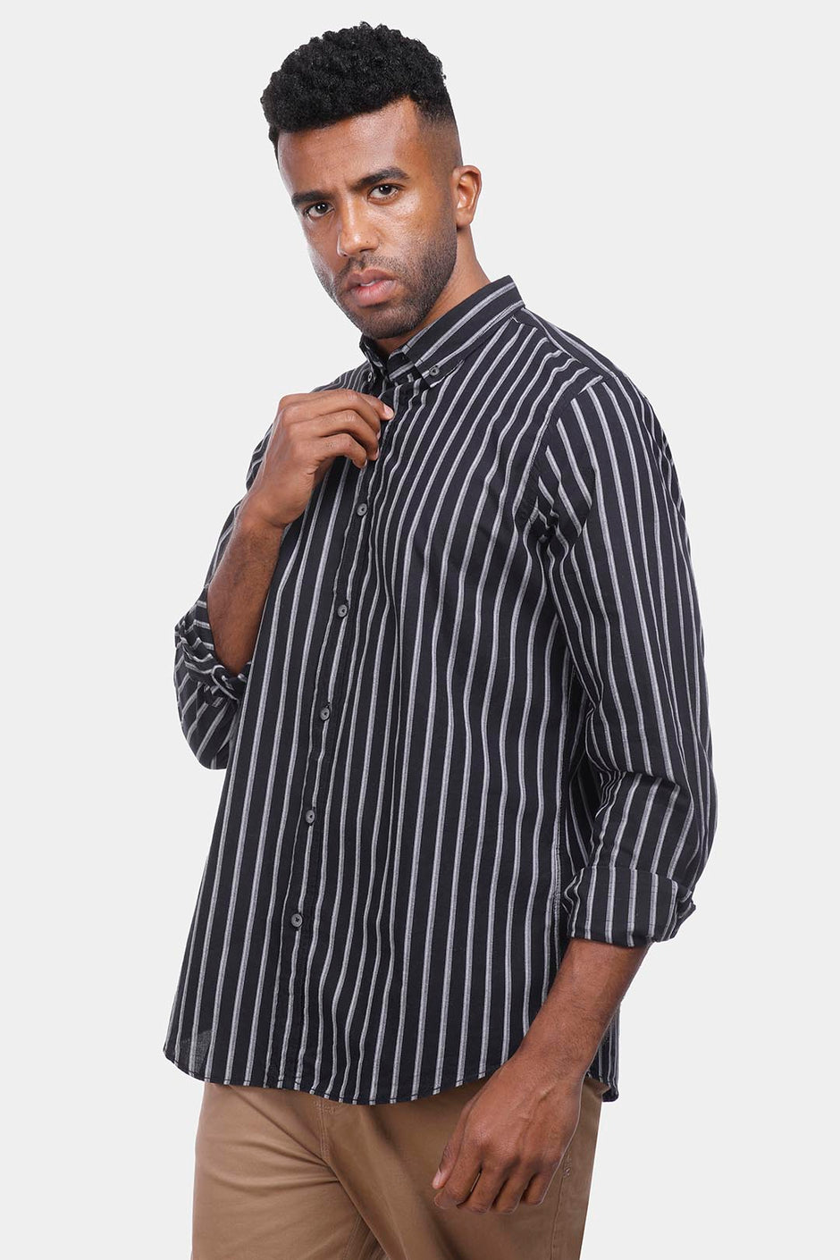 black striped slim fit shirt